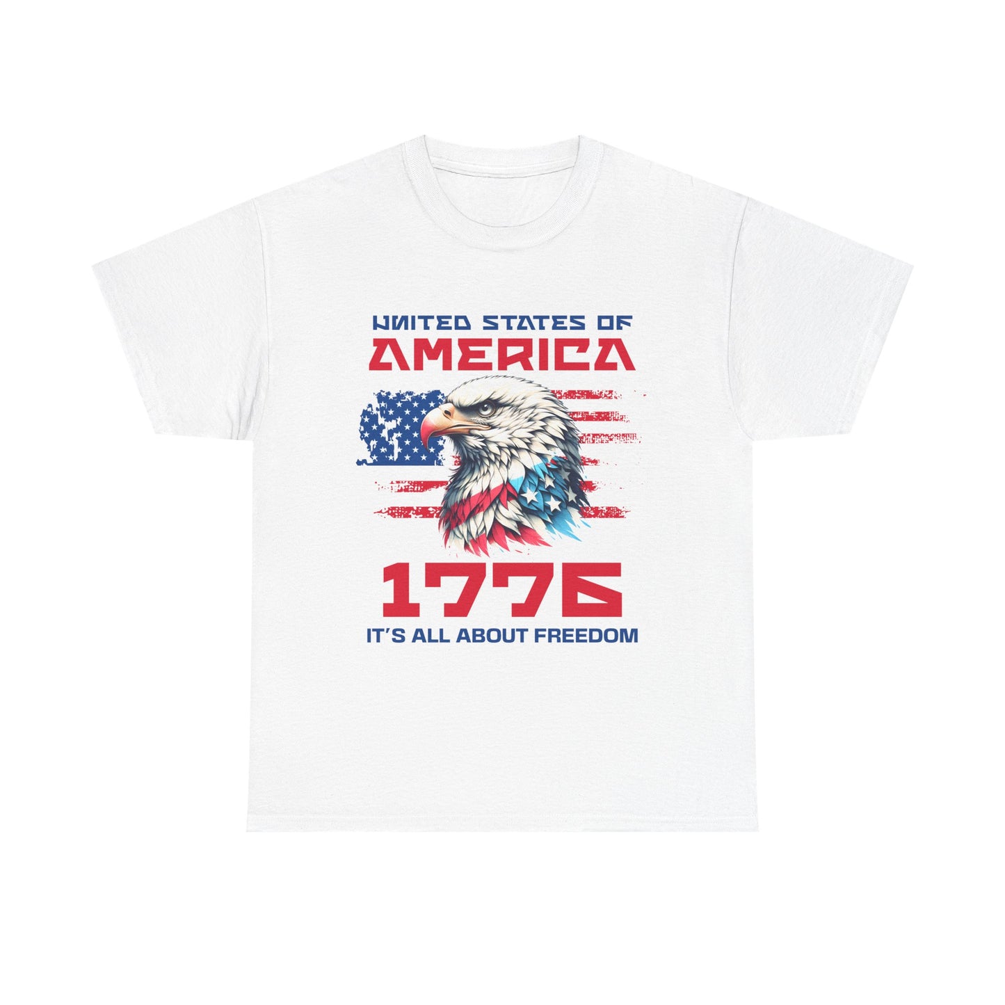 Patriotic Eagle Freedom Tee - Unisex Heavy Cotton Shirt for Fourth of July and Memorial Day