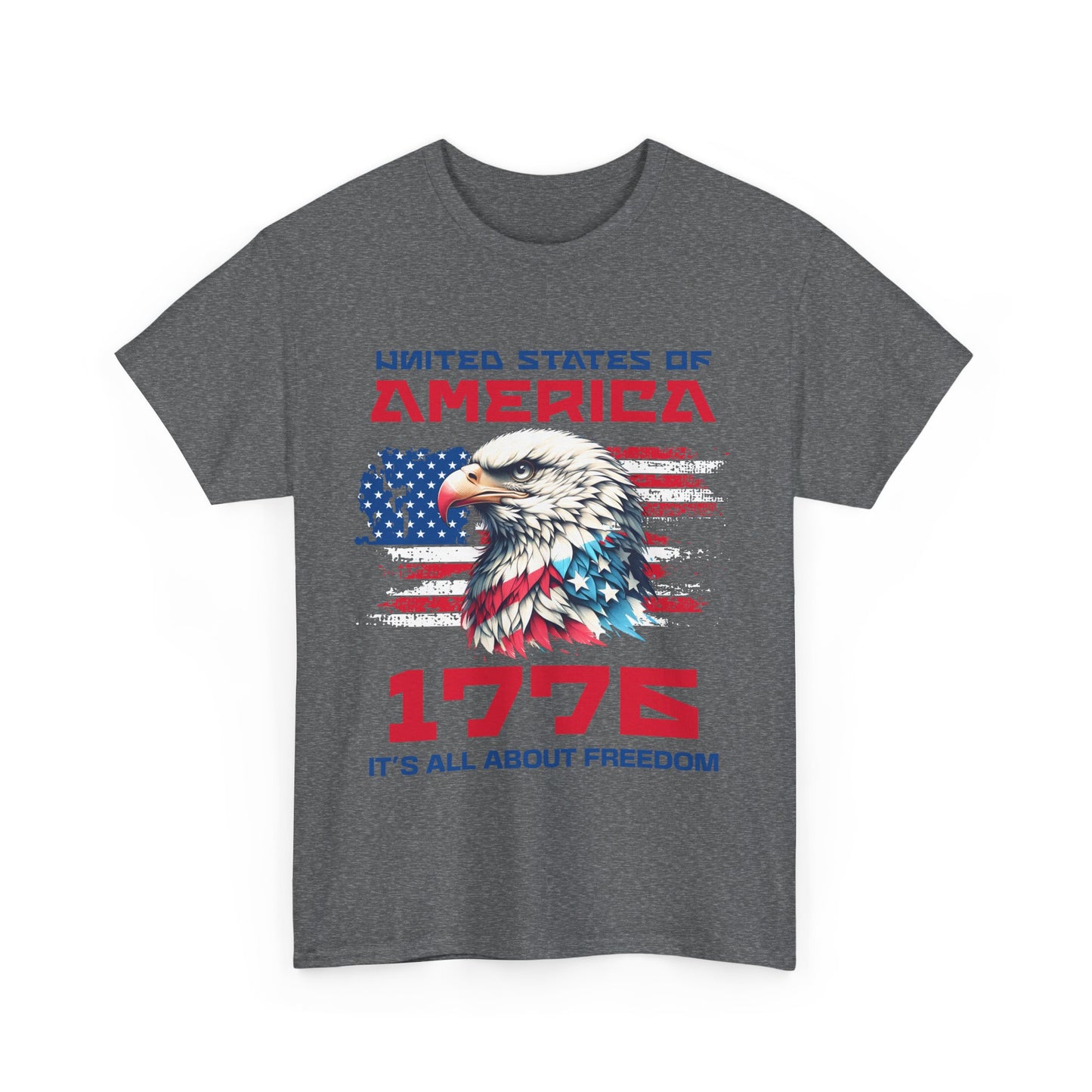 Patriotic Eagle Freedom Tee - Unisex Heavy Cotton Shirt for Fourth of July and Memorial Day