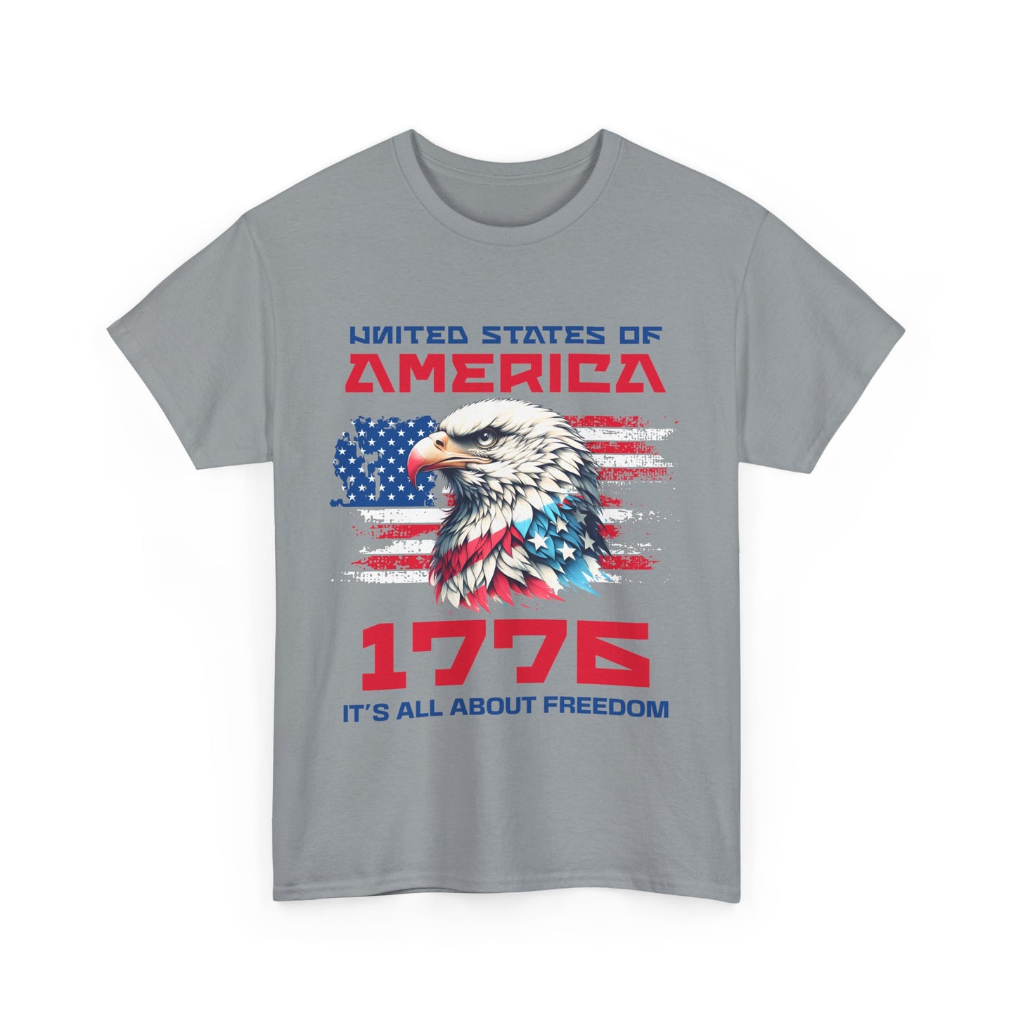 Patriotic Eagle Freedom Tee - Unisex Heavy Cotton Shirt for Fourth of July and Memorial Day