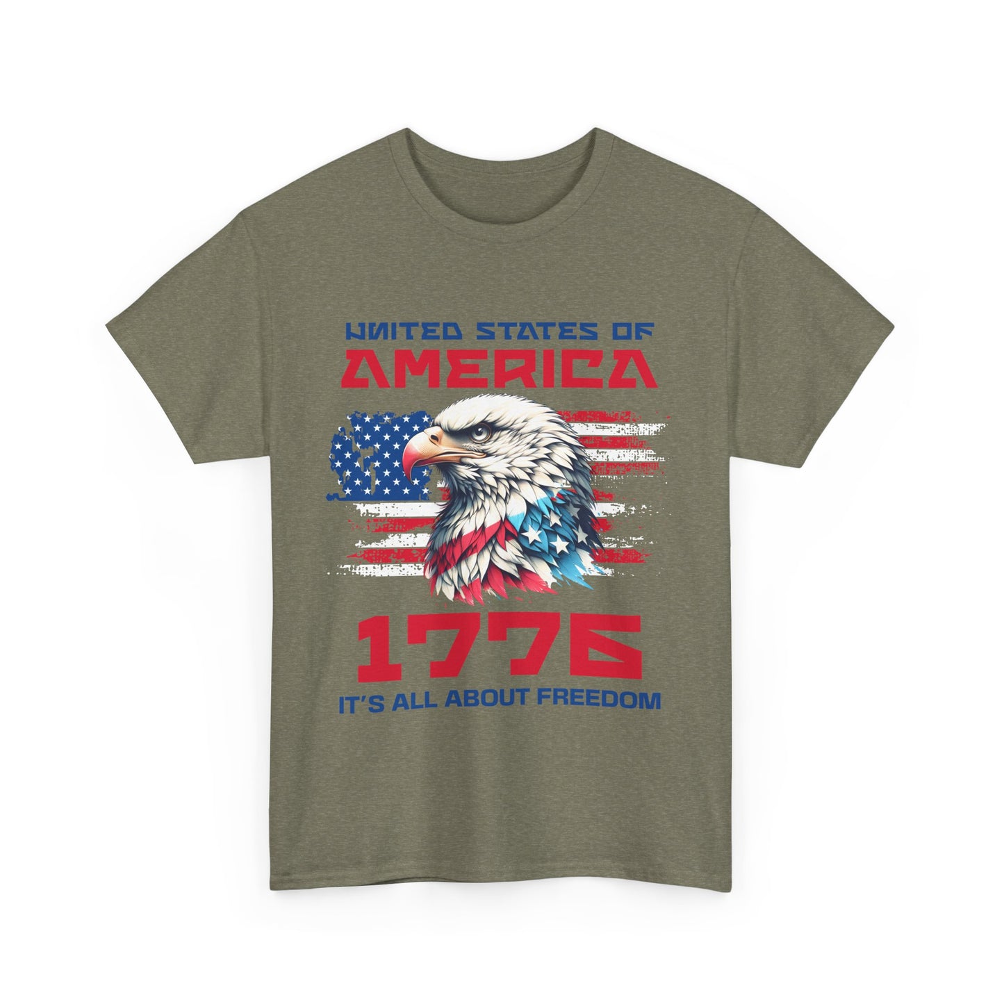 Patriotic Eagle Freedom Tee - Unisex Heavy Cotton Shirt for Fourth of July and Memorial Day
