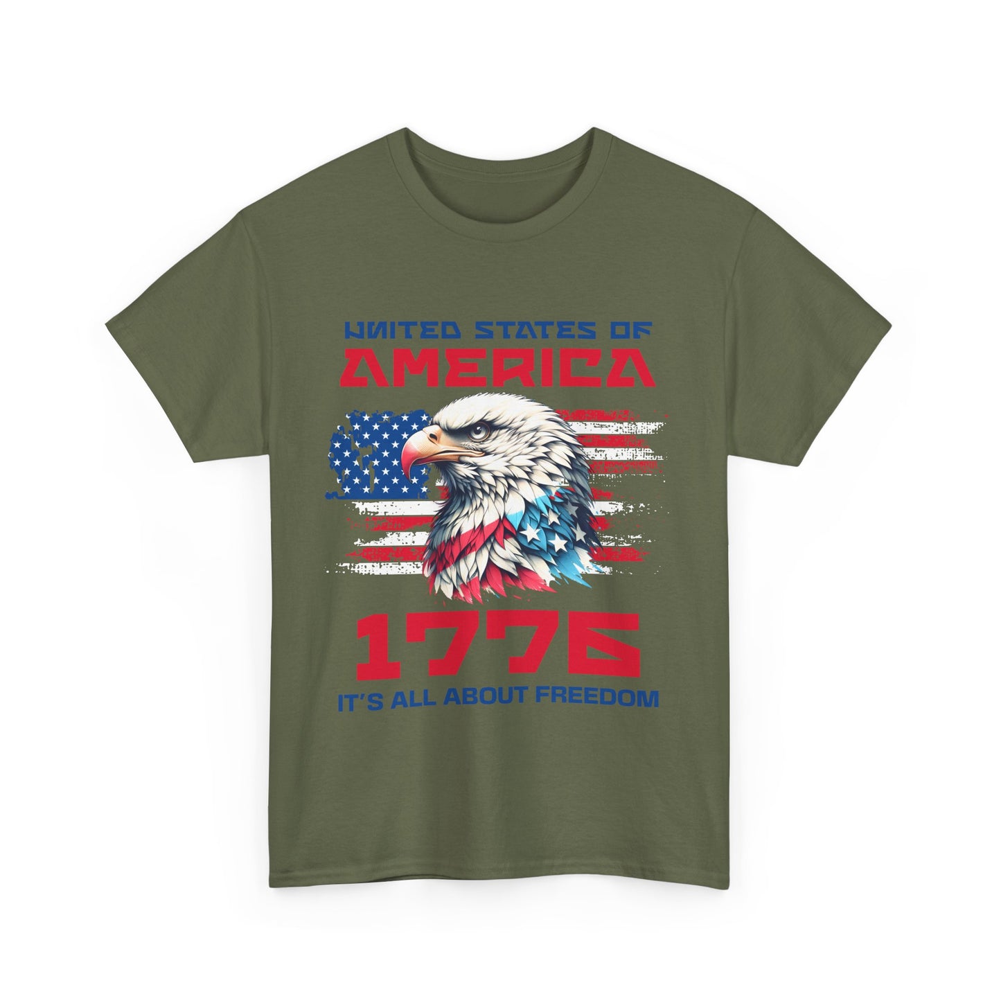 Patriotic Eagle Freedom Tee - Unisex Heavy Cotton Shirt for Fourth of July and Memorial Day
