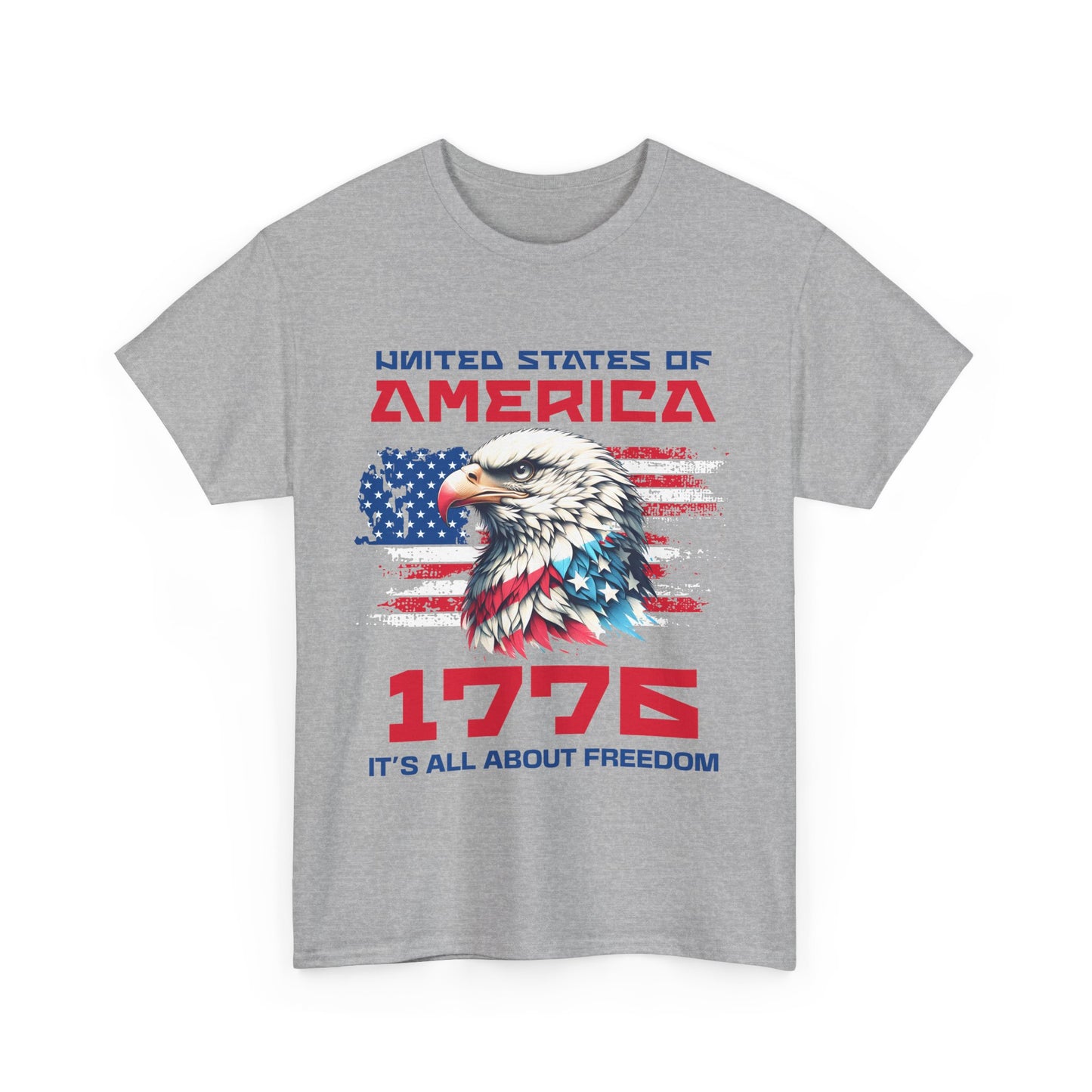 Patriotic Eagle Freedom Tee - Unisex Heavy Cotton Shirt for Fourth of July and Memorial Day