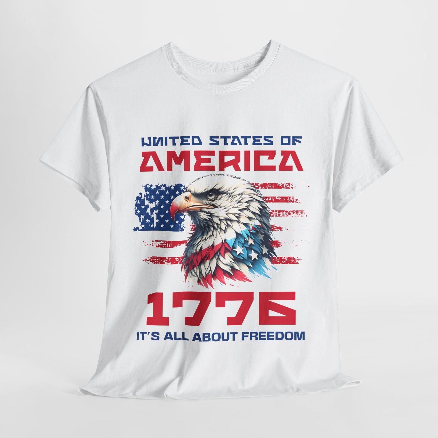Patriotic Eagle Freedom Tee - Unisex Heavy Cotton Shirt for Fourth of July and Memorial Day