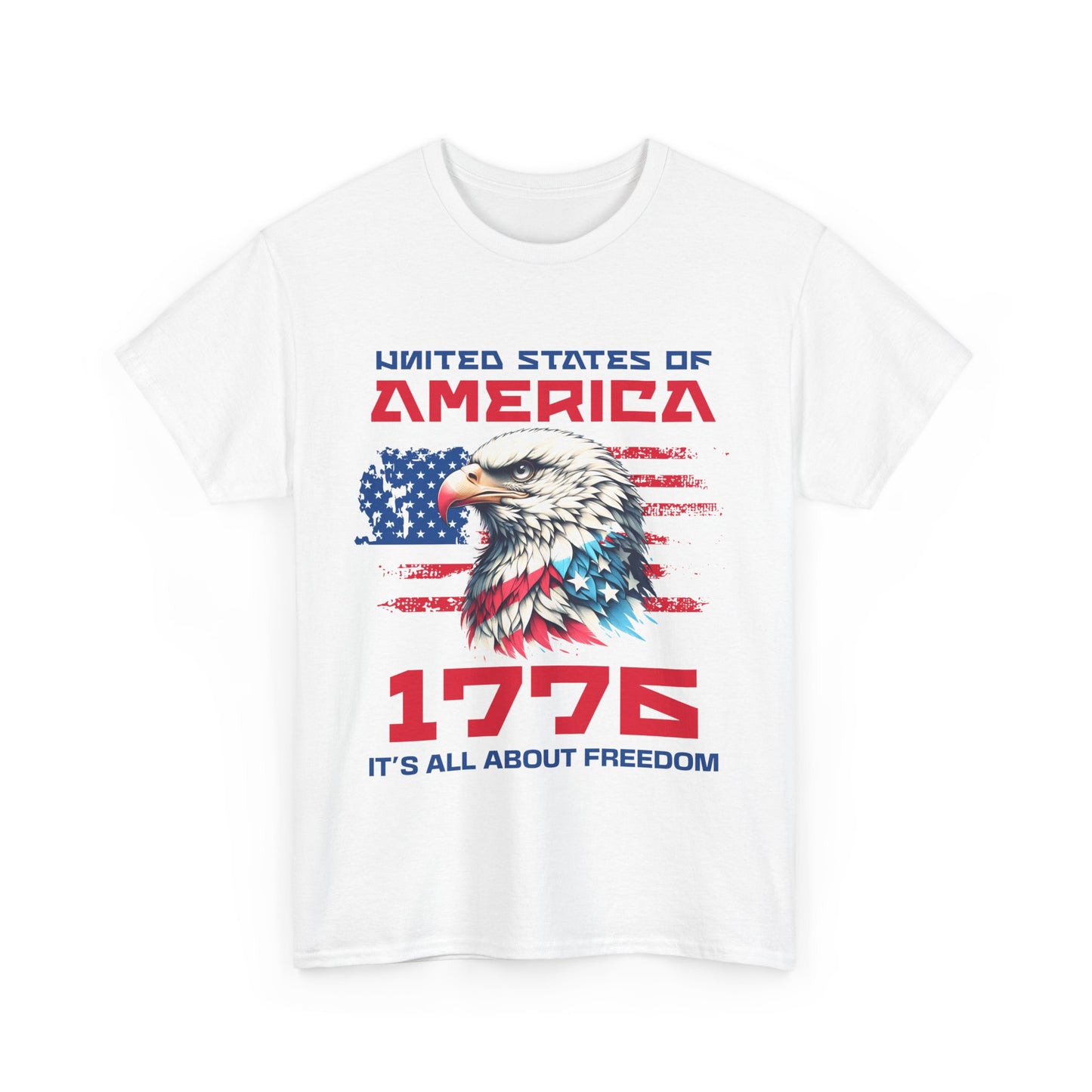 Patriotic Eagle Freedom Tee - Unisex Heavy Cotton Shirt for Fourth of July and Memorial Day