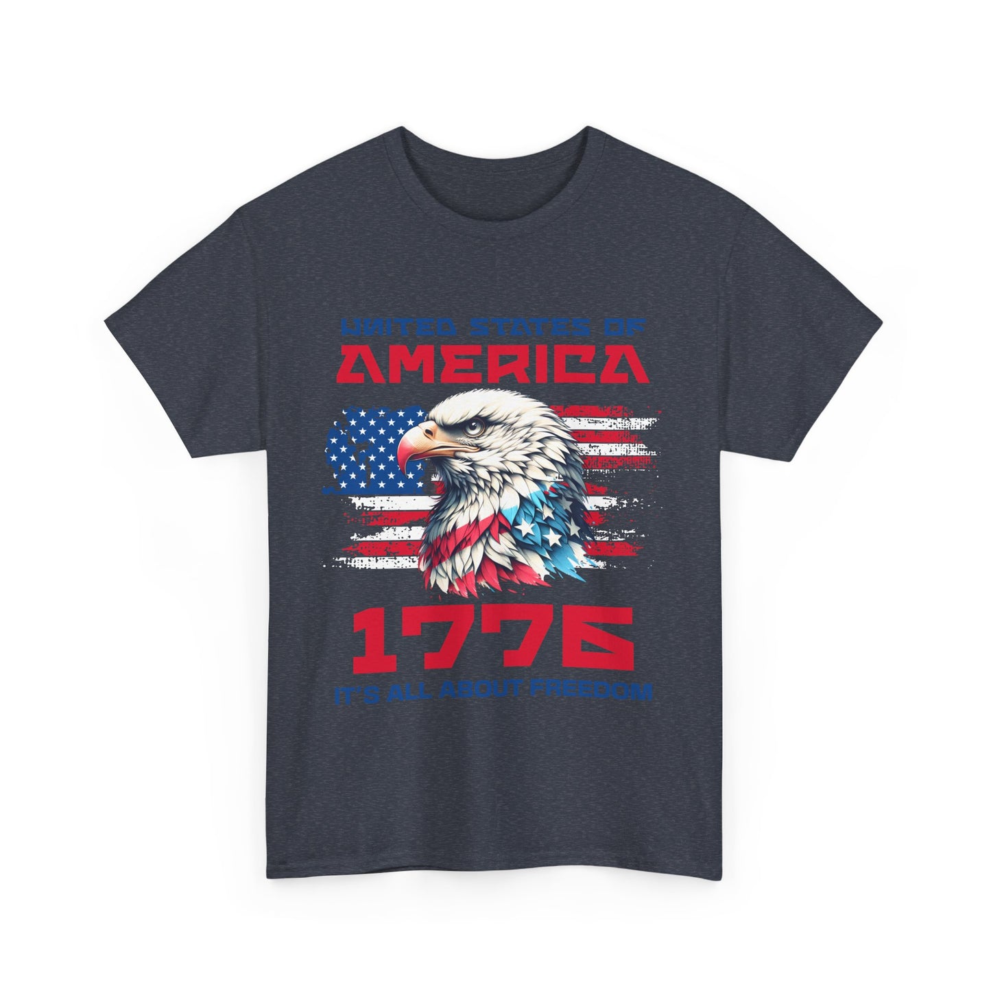 Patriotic Eagle Freedom Tee - Unisex Heavy Cotton Shirt for Fourth of July and Memorial Day