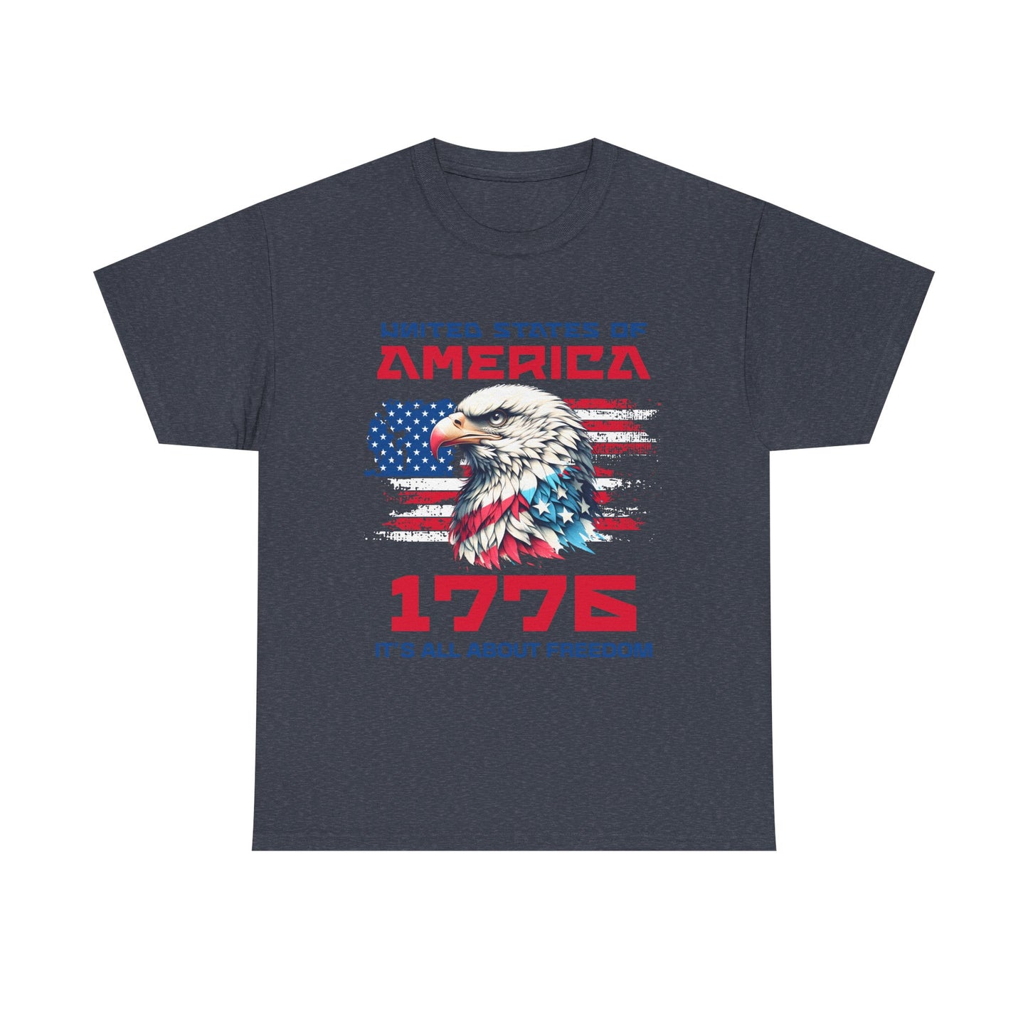 Patriotic Eagle Freedom Tee - Unisex Heavy Cotton Shirt for Fourth of July and Memorial Day