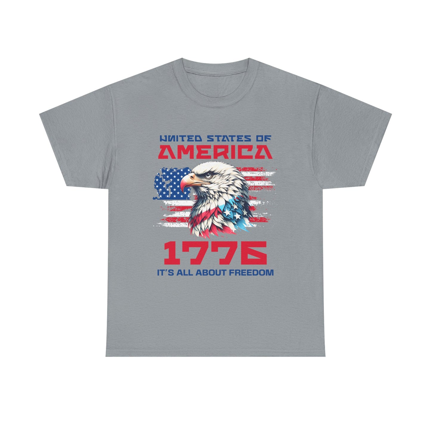 Patriotic Eagle Freedom Tee - Unisex Heavy Cotton Shirt for Fourth of July and Memorial Day