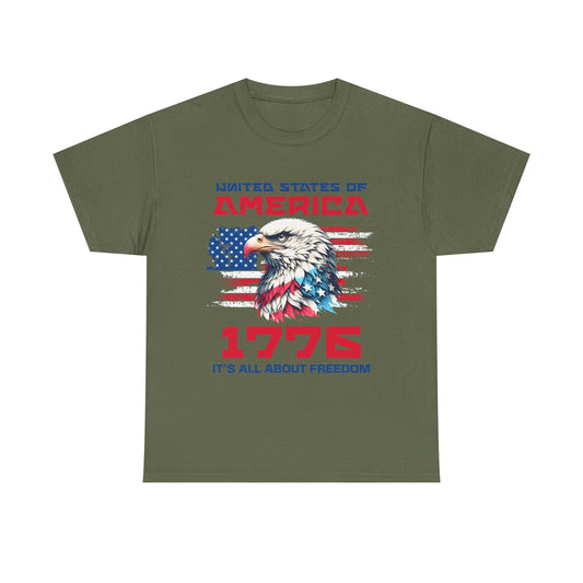 Patriotic Eagle Freedom Tee - Unisex Heavy Cotton Shirt for Fourth of July and Memorial Day