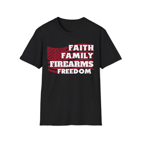 FAITH FAMILY FIREARMS FREEDOM Unisex Softstyle T-Shirt
